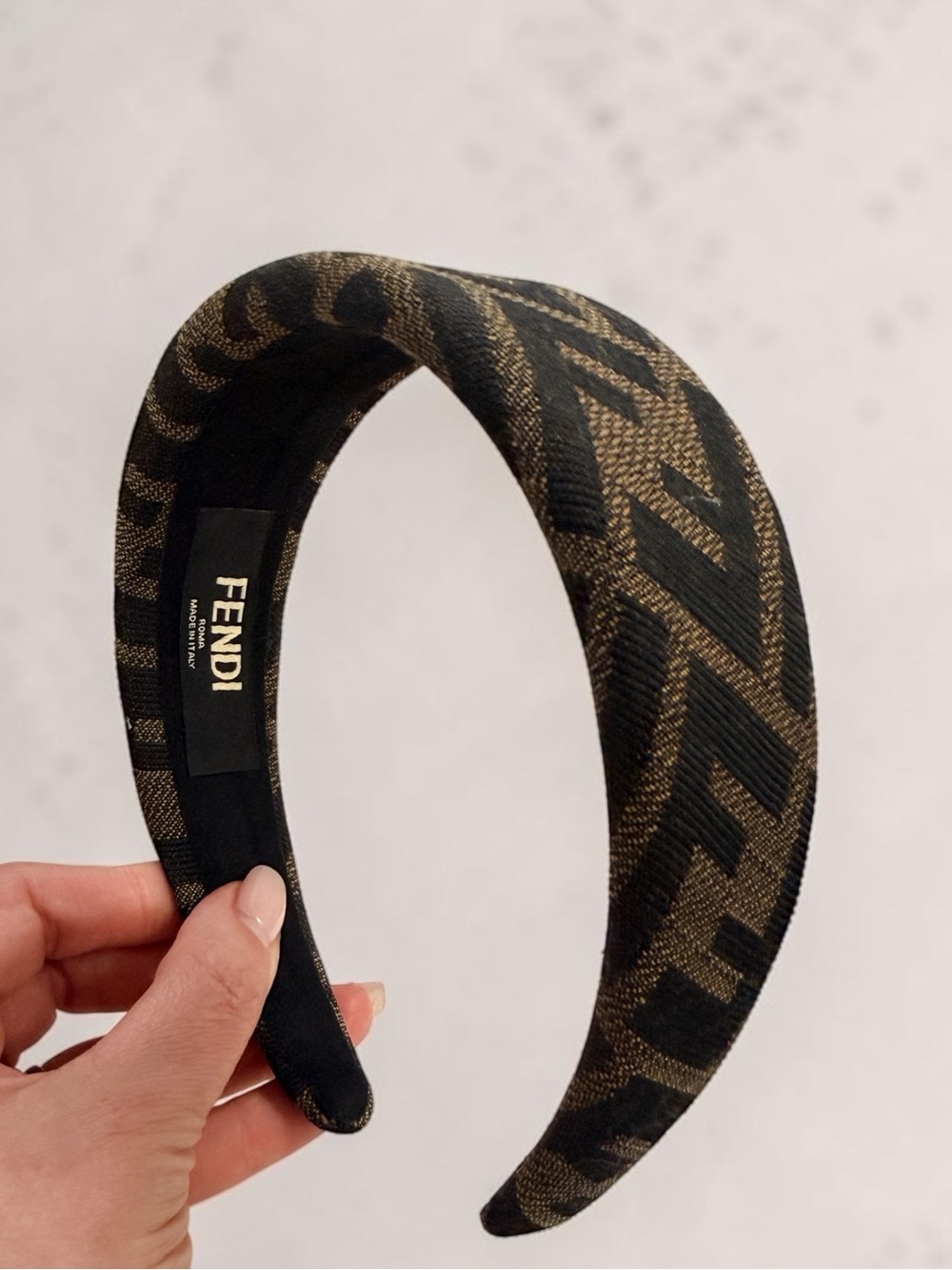 Black and Brown Monogram Padded Headband - NEW